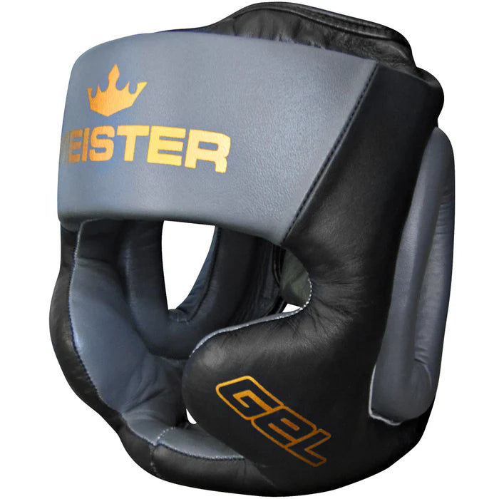 Protector de cabeza de entrenamiento de cara completa Meister Gel - Negro/Carbón/Dorado - XX-Grande